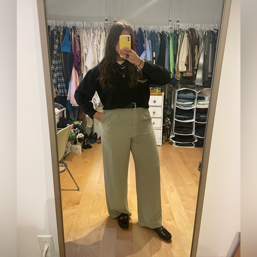 River Island Beige Pleated Trousers